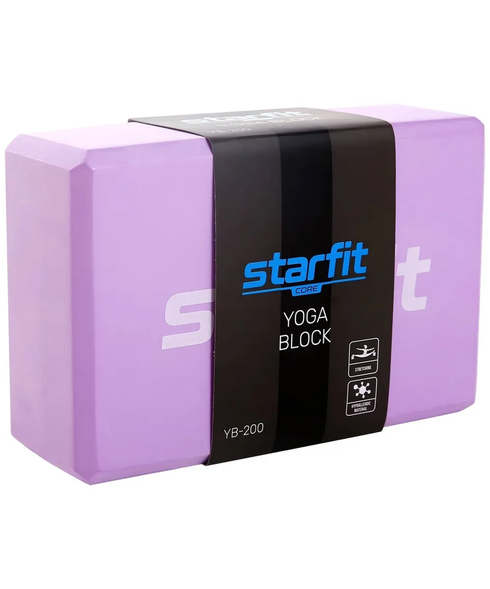 Фото Блок для йоги StarFit YB-200 EVA 22.5х8х15 см фиолетовый пастель 18927 со склада магазина СпортЕВ