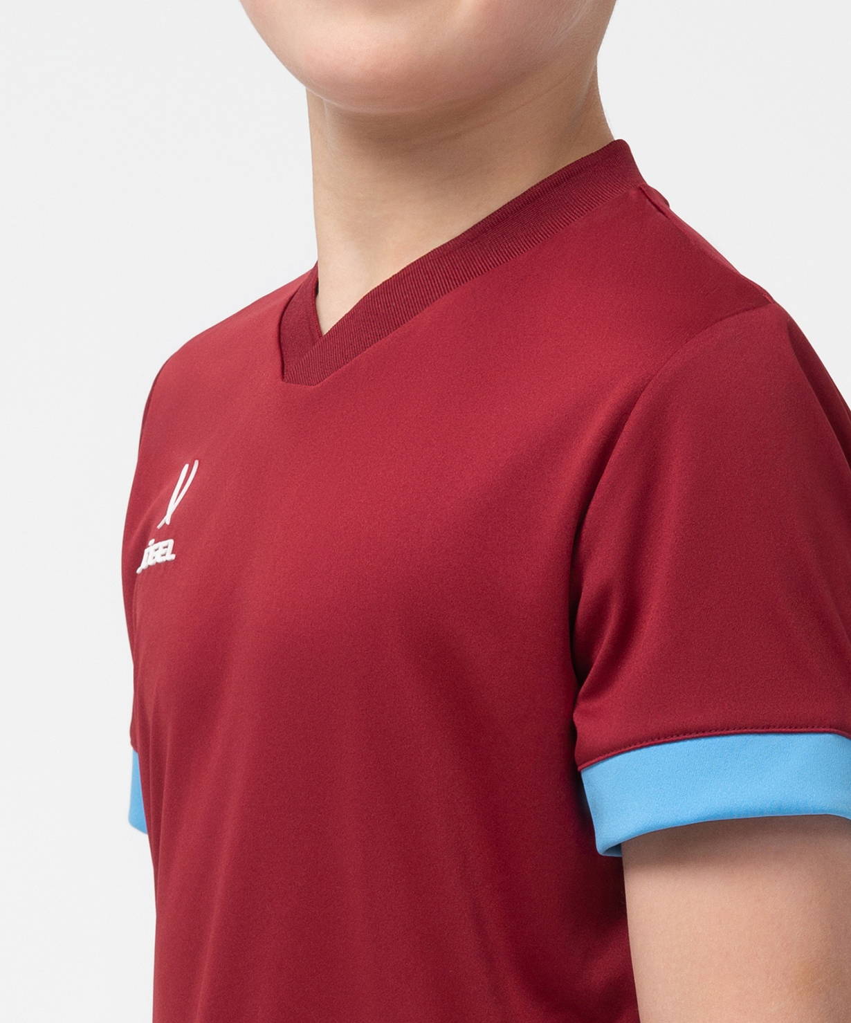 Фото Футболка игровая JOGEL DIVISION PerFormDRY Union Jersey, гранатовый/голубой/белый со склада магазина Спортев