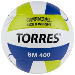 Мяч волейбольный Torres BM400 р.5 синт. кожа бело-синий-зеленый V42315