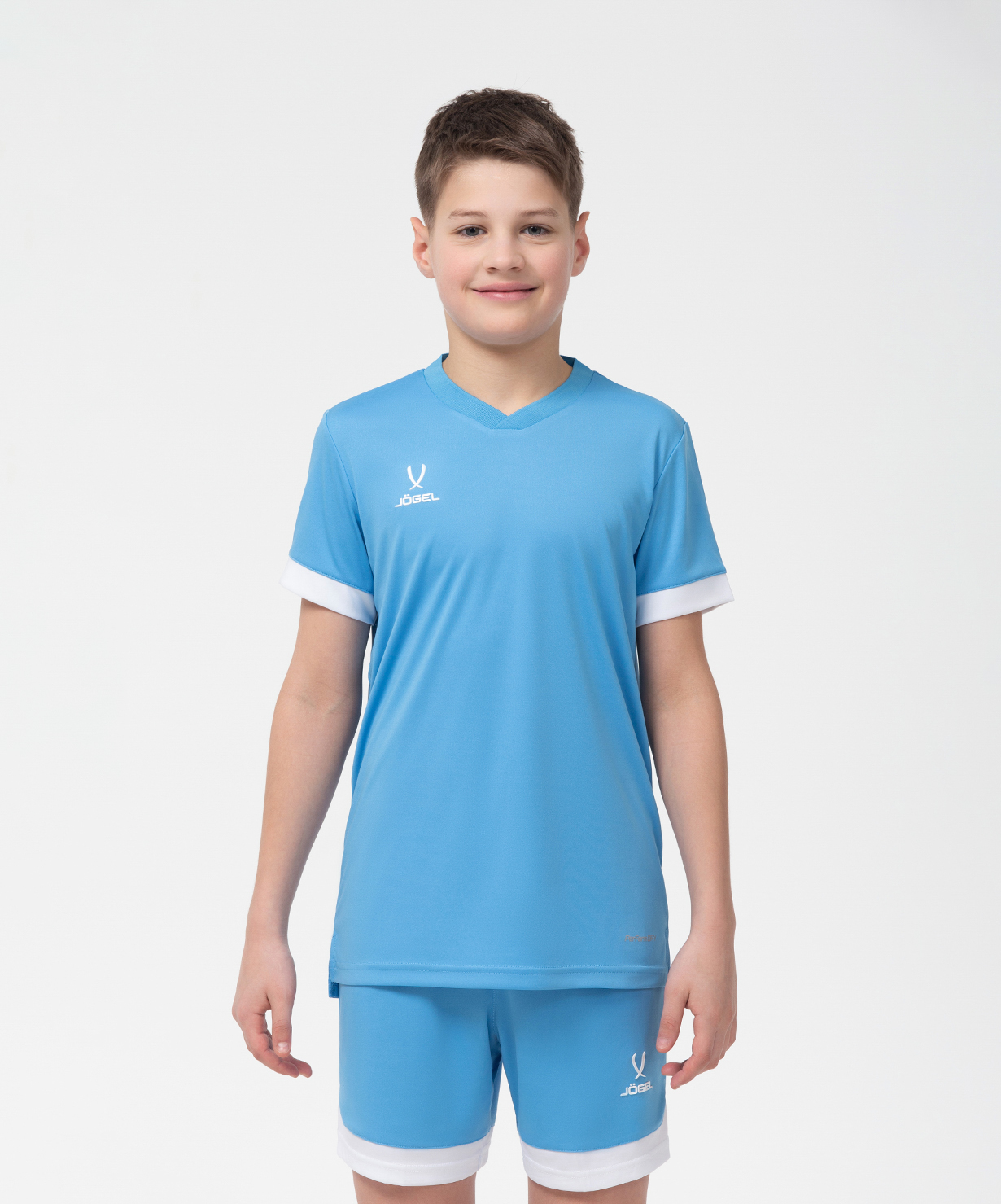 Фото Футболка игровая JOGEL DIVISION PerFormDRY Union Jersey, голубой/белый/белый со склада магазина Спортев