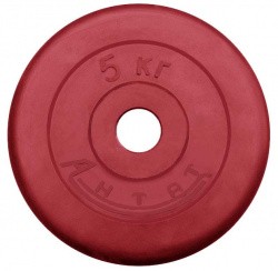 Диск d 26 мм Антат тренировочный обрезиненный 5 кг красный ДтАЦ-05-26